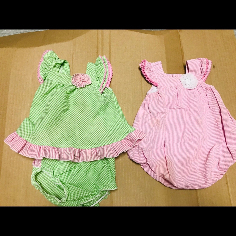 12 Month Gingham Print Baby Romper Bundle